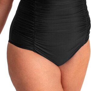 Elegant Ruched High Waisted Bikini Bottoms with Tummy Control - Sizes S to 4X